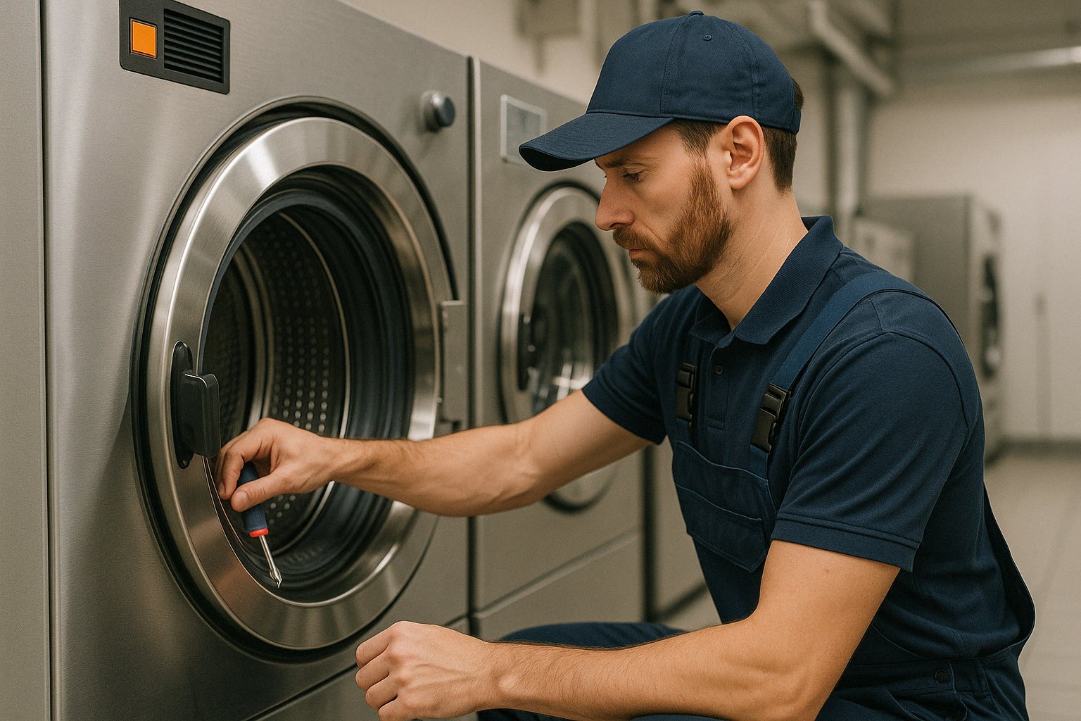 Laundry technician working